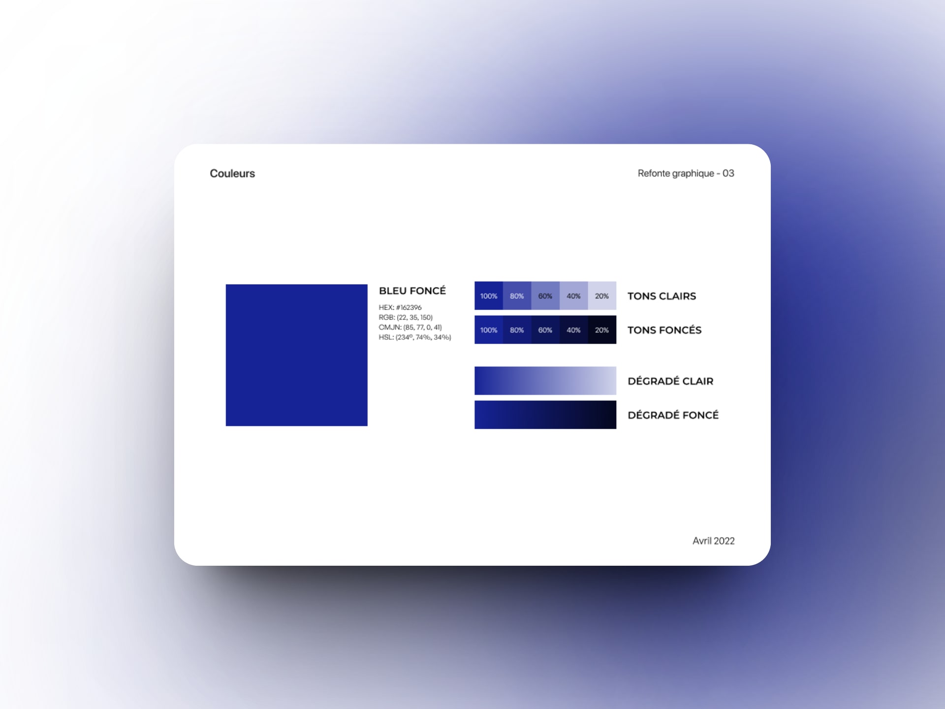 Présentation des couleurs