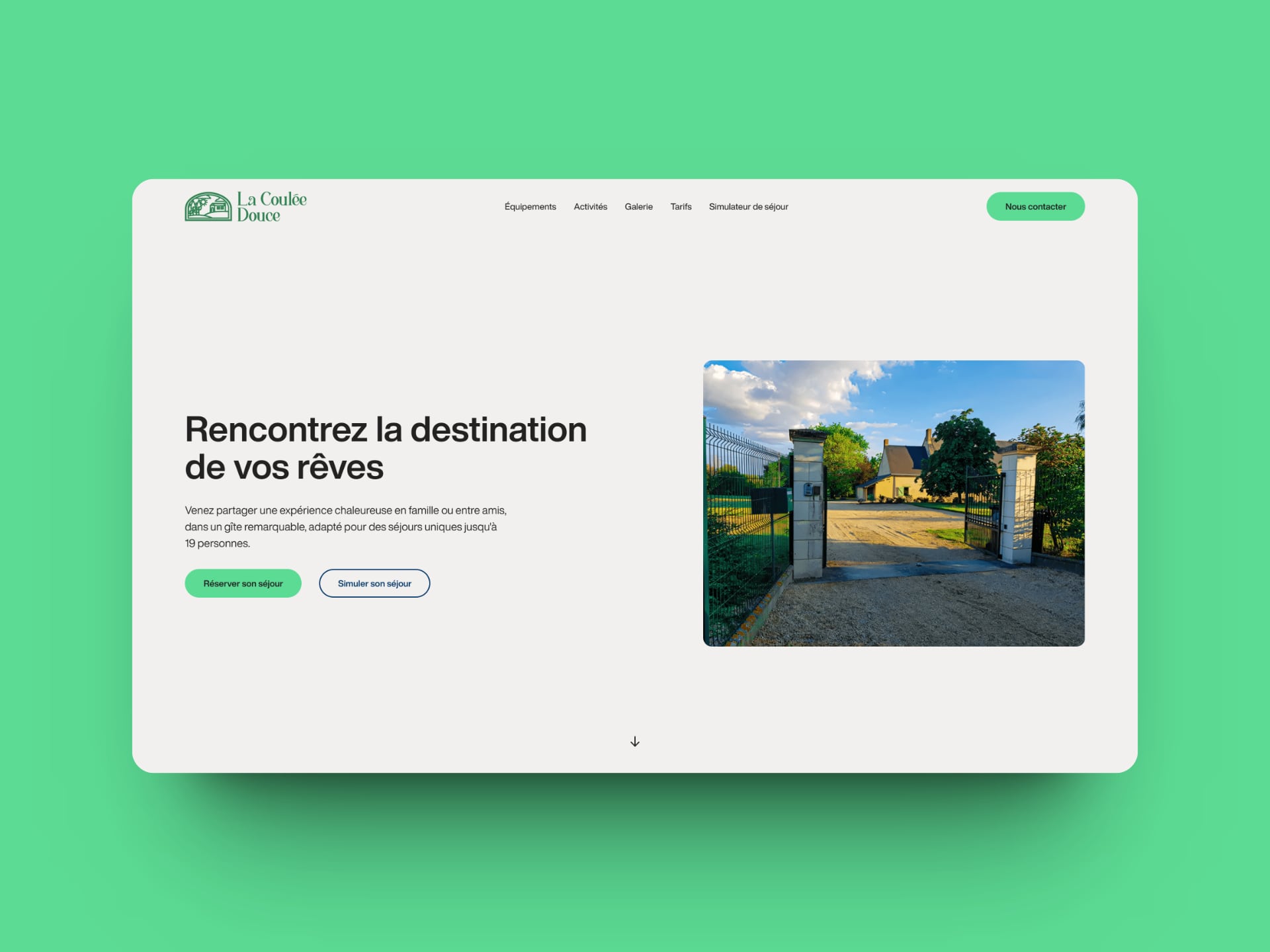 Section hero de la page d'accueil