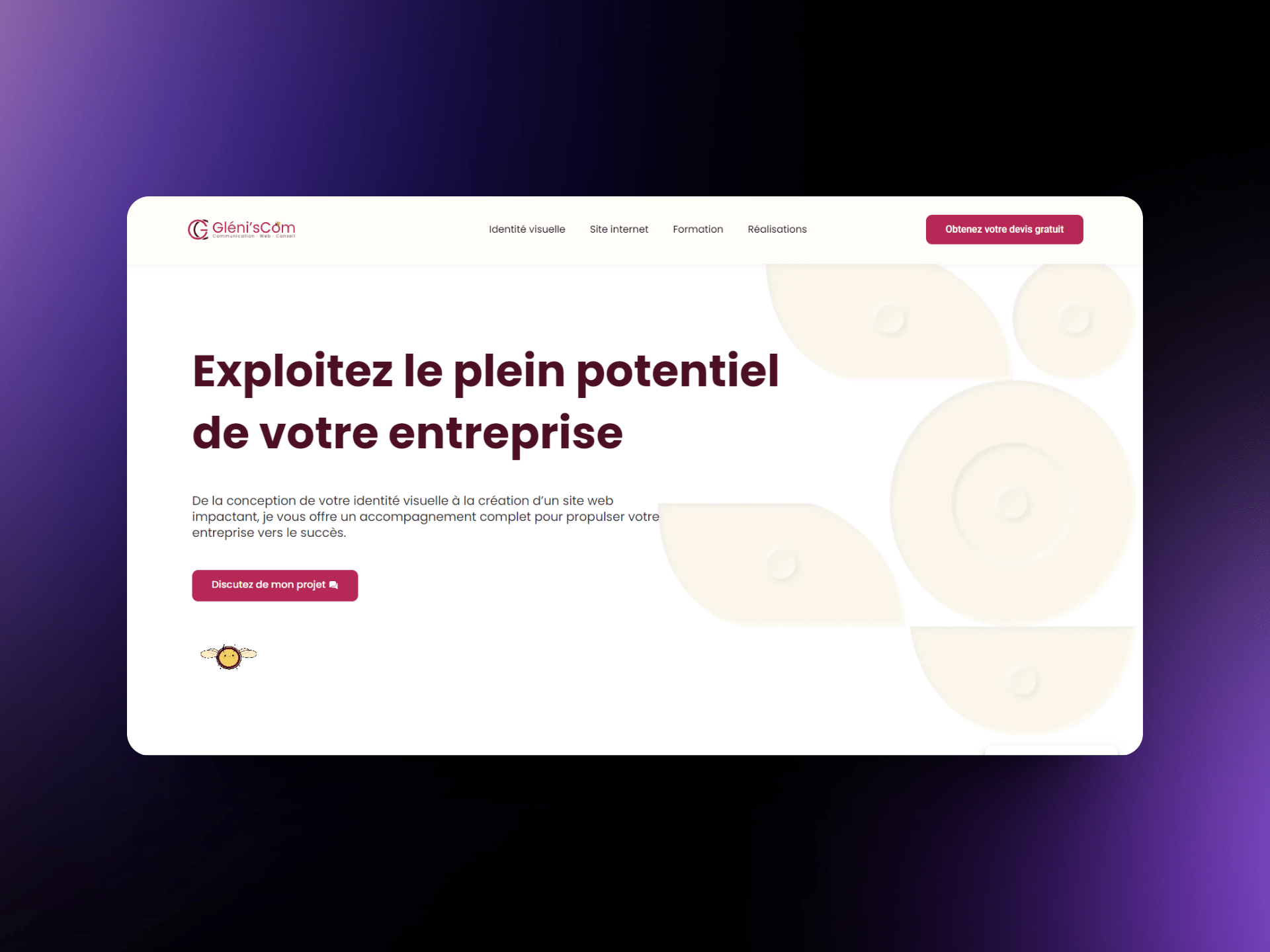 Capture d'écran de la page d'accueil du site web de Gleni's Com