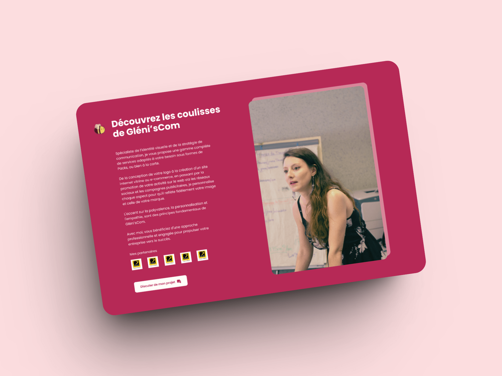 Capture d'écran de la section à propos du site web de Gleni's Com