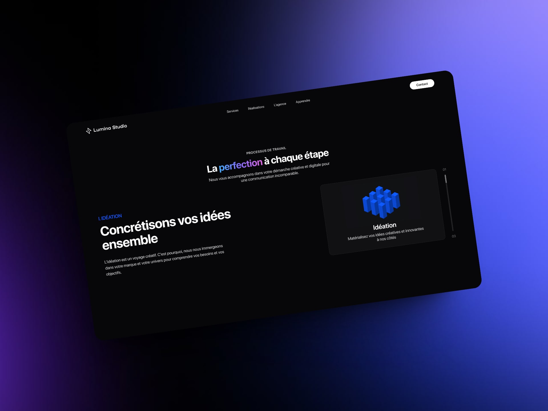 Section processus de réalisation du site web