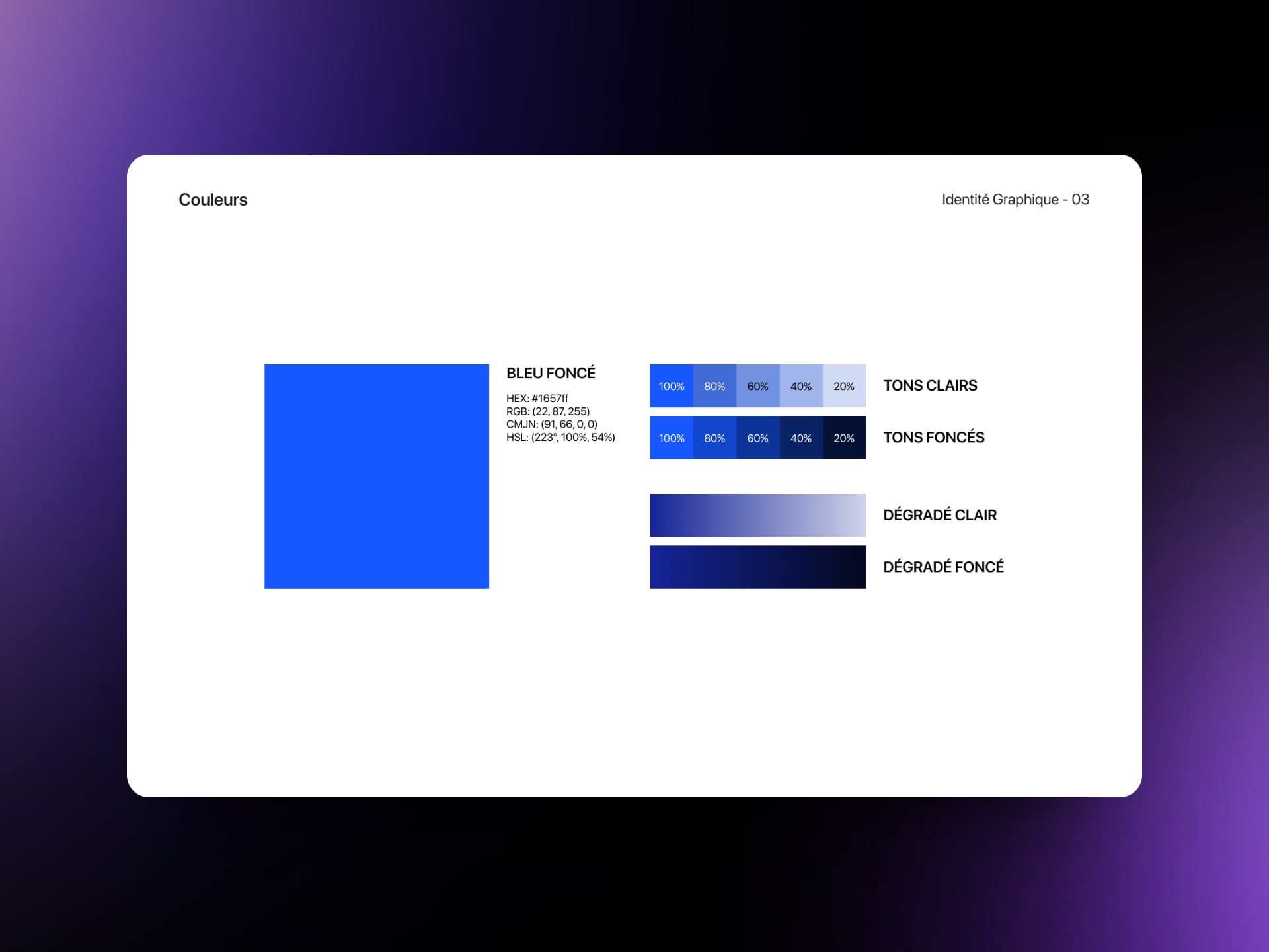 Couleurs définies dans la charte graphique